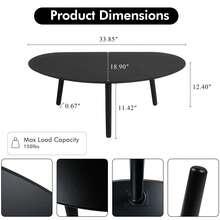 Small Oval Coffee Table, 33.85" Mid Century Modern Coffee Table For Living Room Study Room, Solid Wood Side Table, Center Table (Black, 33.85"Wx18.90"Dx12.40"H) - màu đen - Xem 2