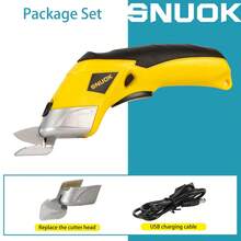 مقص كهربائي SNUOK سعة 2000 مللي أمبير، شفرات من الفولاذ المقاوم للصدأ للأقمشة والورق والجلد، أداة DIY لاسلكية، بطارية ليثيوم أيون 3.7 فولت، شحن عبر USB (لا يشمل محول)، يمكن الاستخدام أثناء الشحن - أصفر - مشاهدة 16
