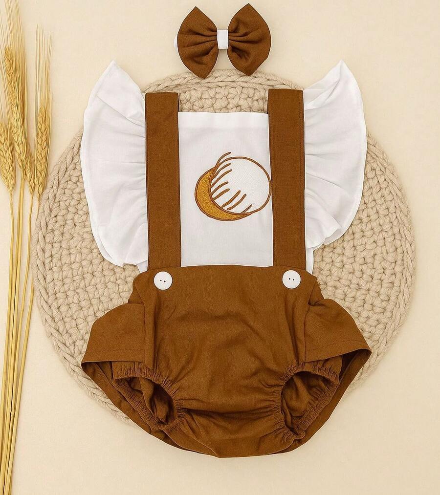 Girl's Overalls Monthiversary Fruit Coconut - 鏽棕色 - 查看 1