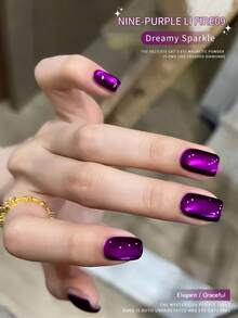 XEIJAYI 1PC 15ml Cat Eye Nail 2025 Holographic Nail Art Reflective Cat's Eye Magnetic Nail Gel Soaking UV LED Gel Salon Female Nail Art Tools Fashion Nail Gel Local Warehouse - Màu tím - Xem 2