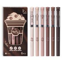 3 支/6 支/8 支咖啡主题液体速干墨水凝胶笔，不晕染软触笔，适用于笔记绘图学校办公用品 - 彩色 - 查看 6