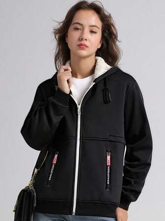 Damjacka för höst och vinter, vindtät, termiskt fodrad och andningsbar, lätt och mångsidig huva för vandring och camping