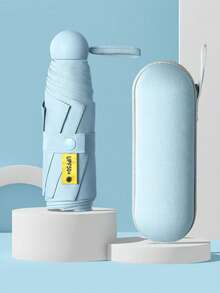 1 Stück kompakter Doppelnutzen-Regenschirm, tragbarer Mini-Sonnenschirm, UV-Schutz leichter Regenschirm