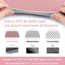 Tapete de Yoga Antideslizante y Cómodos, Yoga Mat para Ejercicio de Buena Calidad y Ecológicos, Tapete Yoga Antiderrapante de Suavecito y Grueso, Deporte Colchoneta Fitness Alfombrilla para Yoga de 6mm Grosor, 183 x 61CM - Rosa claro - Ver 3