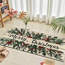 Felpudo con tema navideño, de poliéster, alfombra decorativa para el piso adecuada para la entrada del hogar, sala de estar, dormitorio y cocina