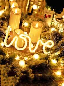 1pc LED Heart & Letter Neon Sign, USB Or Battery Powered, Suitable For Desk, Bedroom, Wall, Wedding Decor, Perfect Birthday Gift, Love Word Neon Sign, LED Warm Color Neon Wall Light, Decorative Love Neon Sign Light For Birthday Party Decor - Yellow - View 7