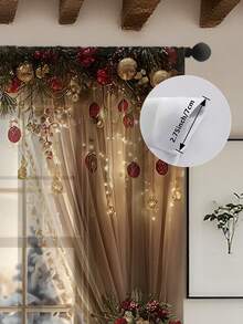 1pc Christmas New Christmas Ball Christmas Element Pattern Advanced Decorative Pole Curtains, Four Seasons Universal, Used For Outdoor, Pavilions, Bedroom, Kitchen, Office, Study, Living Room - Semi Blackout Window Screens And Curtains
