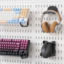 Kit de Organizador de Pared Combinado de Tablero de Clavijas: Paneles Colgantes Modulares, Instalación Sin Perforaciones, para Exhibición en la Pared de la Sala de Manualidades - Ganchos de arco blanco - Ver 6