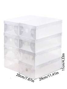 12 件全透明可折叠防尘鞋盒，节省空间的鞋子收纳盒 - 無色 - 查看 3