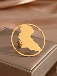 1pc Fashionable Hollow Stainless Steel African Style Ring, Suitable For Women's Daily, Party And Holiday Gifts