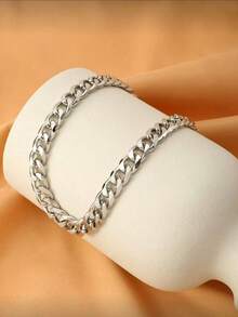 1pc Solid Color Vintage Style Chain Necklace, Suitable For Daily Wear