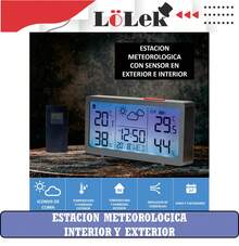 LoLek Estación meteorológica digital con sensor exterior inalámbrico indicador de temperatura y humedad interior y exterior con reloj calendario alarma e iconos de previsión meteorológica Regalolek
