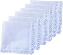 COCOUSM New Ladies White Cotton Handkerchiefs Crochet Lace Hanky -30cm - B 6pcs - View 1