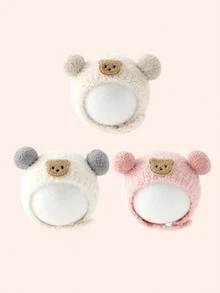 婴儿熊耳帽，毛绒冬季帽子，适合男婴和女婴