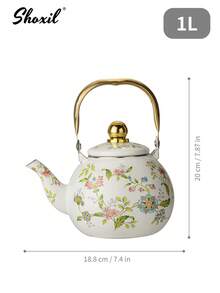 shoxil 1pc 1L/1.2L/1.5L Enamel Pot, Small Capacity Enamel Kettle, Multi-Functional Heat-Resistant Water Kettle/Coffee Pot, Suitable For All Seasons, Can Be Used As Oil Pot, Sugar Jar, Seasoning Jar, Tea Canister, Vinegar Bottle And Cold Water Pot, Not Easy To Break Or Stick Oil, Decorative Household Tabletop Kettle.