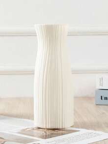 1pc White Plastic Vase, Simple Desktop Decorative Vase, Balcony Decorative Vase, Imitation Ceramic Vase, Home Decor, For Flower Arrangement, Desktop Decor Accessory, Living Room, Balcony, TV Cabinet, Dining Table Small Vase, Suitable For Fresh Flowers And Dried Flowers, Shockproof, Waterproof, Autumn Decor Room Decor Flower Vase Glass Vase