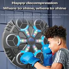 طقم تدريب رد الفعل للأطفال - كيس ملاكمة مثبت على الحائط مع بلوتوث وأضواء LED وموسيقى | 5-6 مناطق هدف لتدريب رد الفعل والتخفيف من الضغط والياقة البدنية المنزلية | معدات فنون قتالية إلكترونية ذكية مناسبة للأولاد والبنات (قفازات عشوائية اللون) - متعدد الألوان - مشاهدة 2