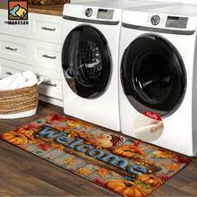 1 buc. Covoraș antiderapant cu model de curcan și dovleac de toamnă pentru Ziua Recunoștinței, covoraș antiderapant din fibră super, potrivit pentru decorarea petrecerilor de sărbători, bucătărie, baie, sufragerie, dormitor, poate fi oferit cadou de Ziua Recunoștinței