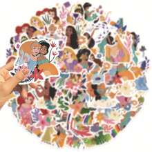 50 piezas Pegatinas de la película de la Princesa Disney, calcomanías de anime para patineta, portátil, motocicleta, guitarra, teléfono, lindas y kawaii, paquete de pegatinas de dibujos animados