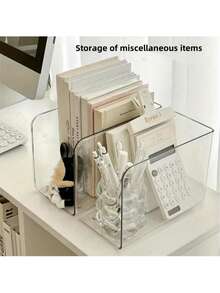 3pcs Transparent Desktop File Organizer - Multi-Purpose Bookshelf & Stationery Storage Box With Non-Slip Base, Clear Acrylic Document Holder - For Office Desk, Home Study, School Supplies Organization - Modular Paper Tray - Workspace Declutter Tool - Book Display Stand - Office Essentials - Minimalist Desk Organizer,Back To School