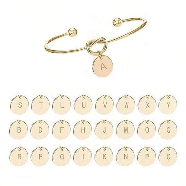 1pc Fashionable Knotted 26 Letter Charm Bracelet (Price For 1 Bracelet Or 1 Charm)