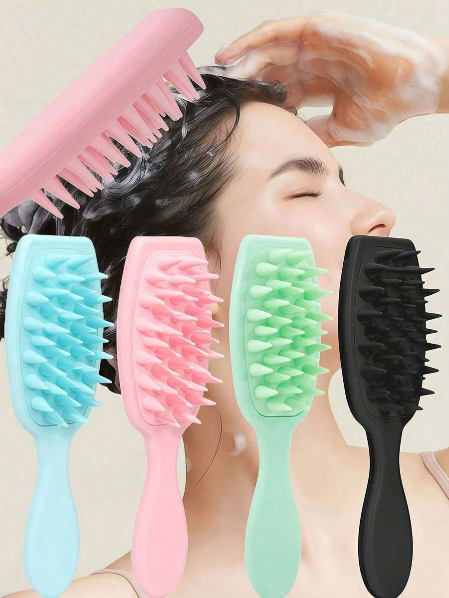 Shampoo Brush Scalp Massager Comb,Scalp Massaging Hair Comb For Wet & Dry Hair, Gentle Rubber Bristles, ABS Plastic Handle, Silicone Hair Scrubber With Long Handle For Hair Growth And Dandruff Removal, For Home Use Hair Brush Comb ,Hair Styling Tools ,Hair Styling Kit