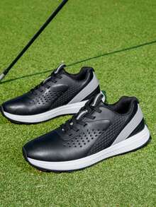 Neue Herren Golfschuhe, bequeme Leder Golf Trainingsschuhe, hochwertige Outdoor Golfschuhe für Herren Einfarbig