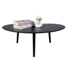 Small Oval Coffee Table, 33.85" Mid Century Modern Coffee Table For Living Room Study Room, Solid Wood Side Table, Center Table (Black, 33.85"Wx18.90"Dx12.40"H) - màu đen - Xem 3