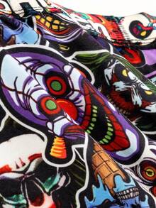 10pcs/Pack Men's Printed Graffiti Breathable Boxer Briefs - Black - View 7