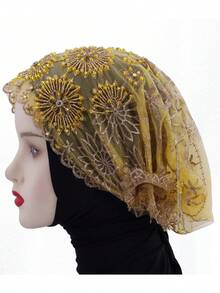 1 pieza Pañuelo de cabeza de mujer de unicolor de alta calidad, nuevo pañuelo de moda musulmana con borlas de cuentas hechas a mano