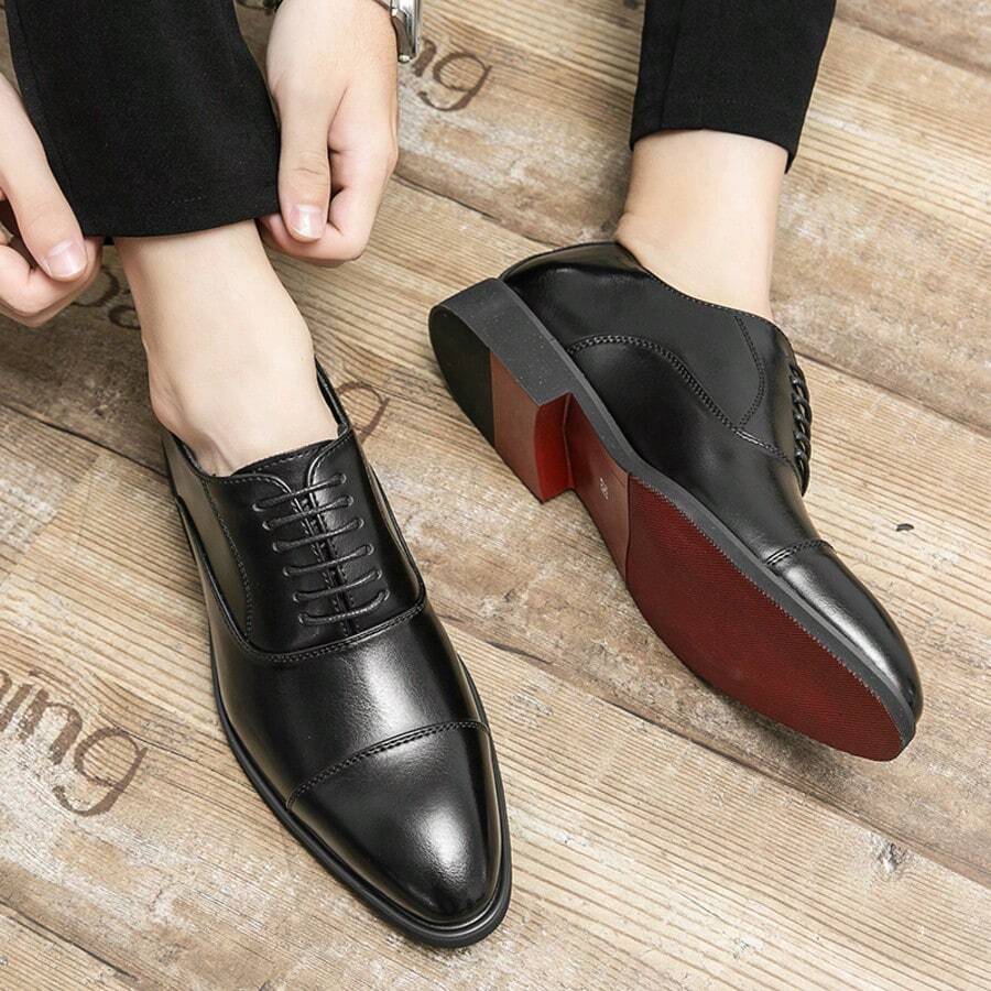 Men's Formal Dress Shoes, Luxury Business Oxfords, Red Sole Formal Shoes, Handmade Pointed Toe Black & Brown Tuxedo Shoes For Men, Groom Comfortable Formal Shoes, Office Oxfords, Gentleman Work Shoes, 2025 New Fashion Party Brogue Casual Dress Derby Shoes