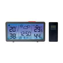LoLek Estación meteorológica digital con sensor exterior inalámbrico indicador de temperatura y humedad interior y exterior con reloj calendario alarma e iconos de previsión meteorológica Regalolek