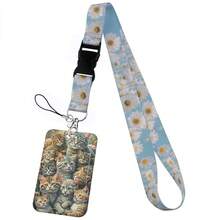 CX Lovely Kitten Manga Card Holder Badge Holder ID Card Lanyards Cell Phone Rope Key Lanyard Neck Straps Keychain Cats01 Christmas Gift