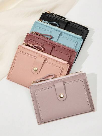 FOREVER MIYIN 时尚纯色双折轻便便携式多卡夹，简约拉链零钱包适合白领女性通勤度假，周年纪念/生日/老师/女朋友的理想配饰礼物，赠送休闲卡夹钱包名片夹信用卡夹女士女士钱包迷你钱包钱包钱包卡钱包