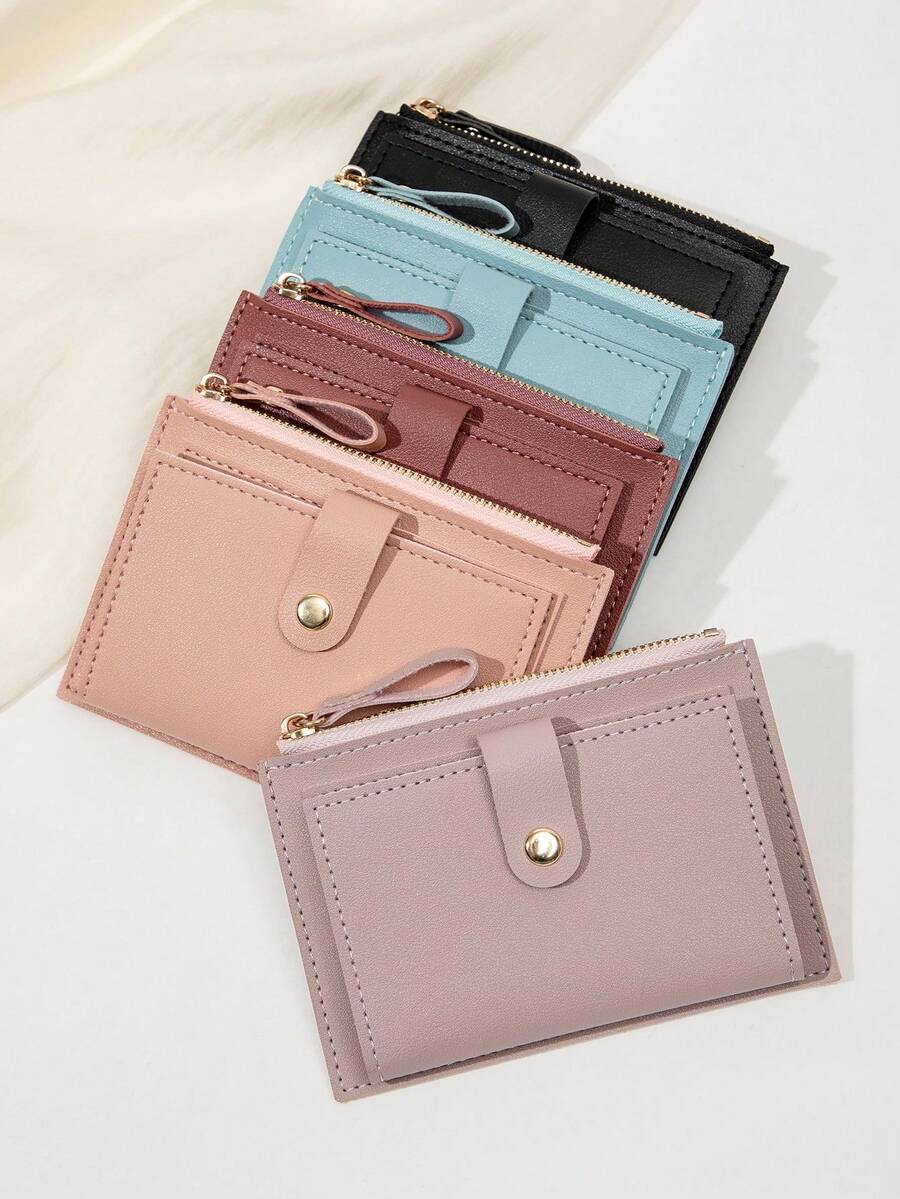 FOREVER MIYIN 时尚纯色双折轻便便携式多卡夹，简约拉链零钱包适合白领女性通勤度假，周年纪念/生日/老师/女朋友的理想配饰礼物，赠送休闲卡夹钱包名片夹信用卡夹女士女士钱包迷你钱包钱包钱包卡钱包 - 彩色 - 查看 1