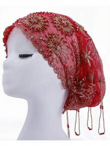 1 pieza Pañuelo de cabeza de mujer de unicolor de alta calidad, nuevo pañuelo de moda musulmana con borlas de cuentas hechas a mano