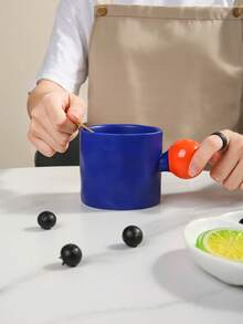 1个创意陶瓷马克杯，球形手柄，手绘点状图案，两种款式可选，适合家庭/餐厅使用，可作咖啡杯、牛奶杯，个性化礼品，女士礼品，妈妈礼品，生日礼品 - 彩色 - 查看 6