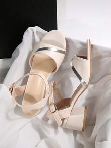 1 Paar Mädchen/Teenager einfarbige Glitzer-Sandaletten mit einem Riemen und Schnalle, runde Zehenkappe, 5cm Plateauabsatz, modisch, lässig, süß, bequem, Luxus-Absätze, geeignet für 15+ Jahre, Party, Campus, Strand, Frühling/Sommer