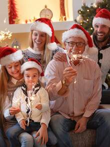 1 件经典圣诞帽天鹅绒圣诞老人帽，适合成人、男士和女士 - 圣诞节、新年节日派对用品和礼物