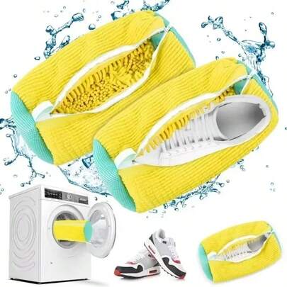 Machine Washable Shoe Washing & Drying Bag With Soft Fiber - Durable Polyester Laundry Protector For Shoes Adjustable Strap