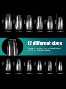 240片预成型杏仁形哑光亚克力美甲贴纸，全覆盖凝胶美甲贴纸，方形透明凝胶按压式假指甲，适用于美甲延长和居家DIY美甲