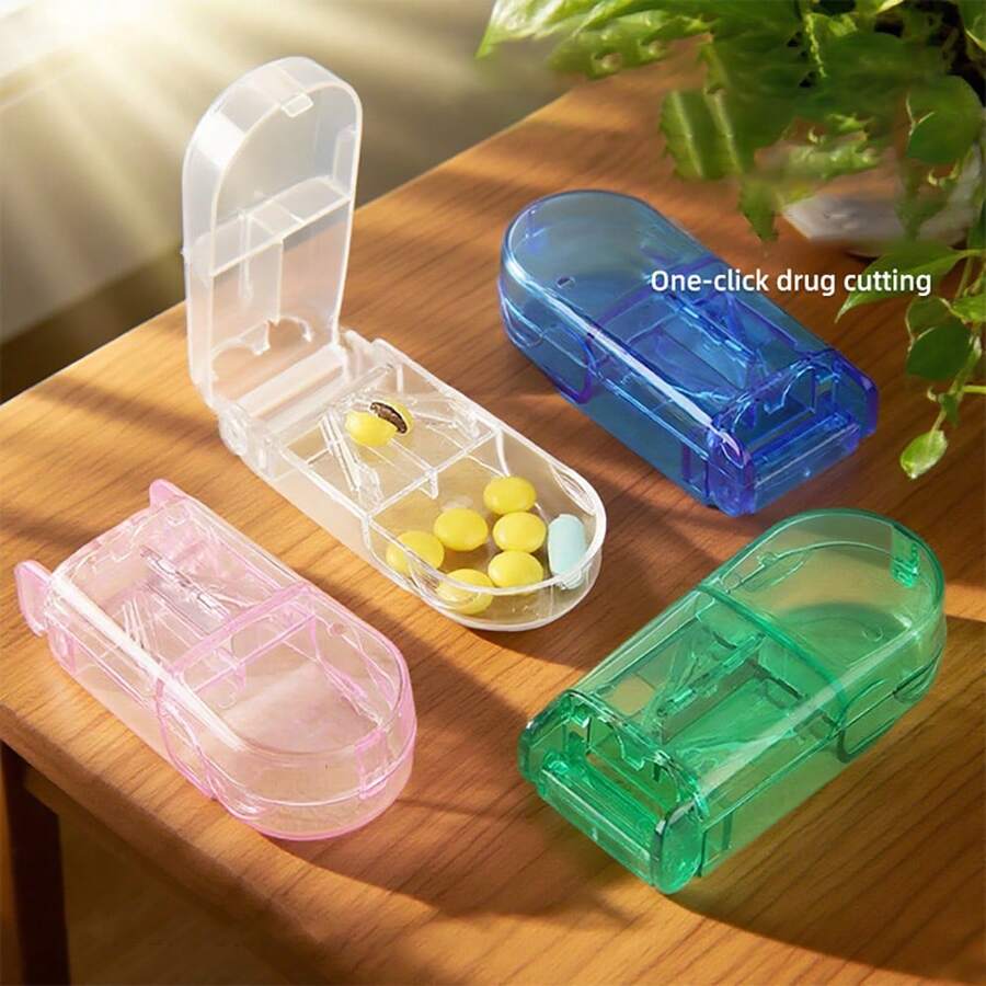 1pc Portable Pill Cutter And Organizer, Pill Splitter With Pill Cutting Mechanism, Capsule Box And Cutting Blade, Suitable For Travel And Medication Management