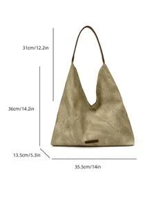 New Women's One Shoulder Crescent Bag, Large Capacity Mother-Child Tote Bag, Solid Color PU Denim Floral Pattern, Fashionable High-Quality Feel, Suitable For Travel, Shopping, Commuting, Versatile Handbag