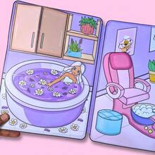 DIY Spa Simulation Quiet Book Materials, Non-Finished Sauna Room Care Requires Handmade Cutting And Making, Children's 3D Sticker Sticker Dress-Up Toy Book - Multicolor - View 5