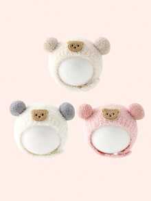 婴儿熊耳帽，毛绒冬季帽子，适合男婴和女婴