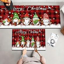 Felpudo con tema navideño, de poliéster, alfombra decorativa para el piso adecuada para la entrada del hogar, sala de estar, dormitorio y cocina