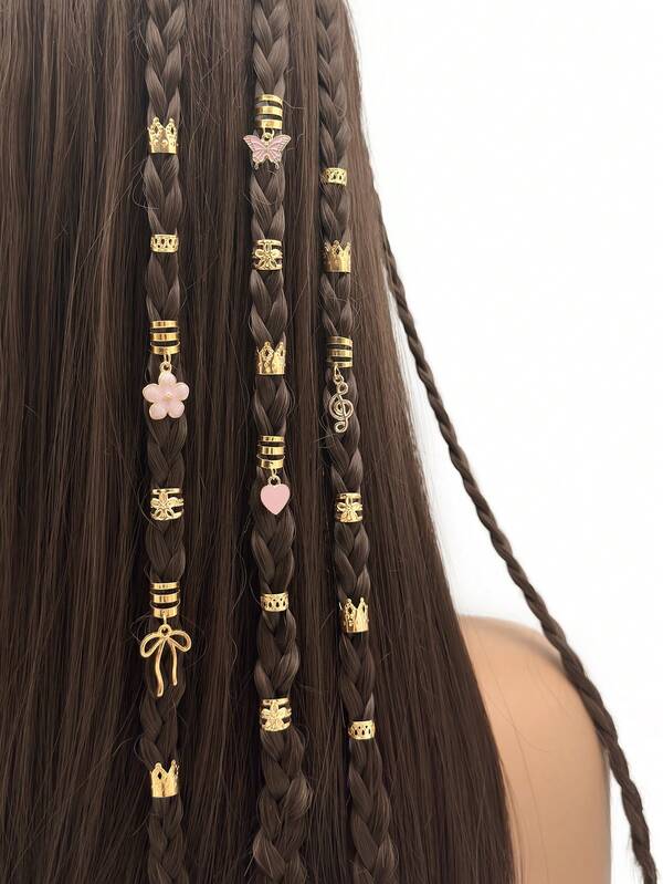35pcs Pink Butterfly Flower Y2K Bow Dreadlock Hair Jewelry Accessories For Braids Gifts For Girls And Women Perfect For Dances And Parties Music Festival,Gifts,Travel,Gifts For Women,Hair Stuff,Stocking Stuffers