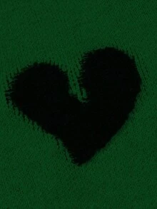 ANDREILEE 男士可爱简约时尚天使射心提花图案黑色长袖毛衣，男女通用休闲宽松针织套头衫，适合秋冬季穿着 - 綠色 - 查看 5