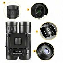 Outdoor 500x25 Portable Adult Binoculars, High-Definition Long-Range Binoculars, DurablePrism Professional Binoculars, Suitable For Concerts, Birdwatching, Hunting, Camping, Hiking And Other Daytime Activities. A Perfect Gift For Christmas, Halloween And Other Holidays! - 1pcs - 查看 6