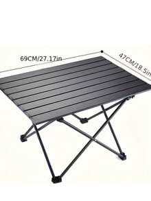 1pc Black Portable Outdoor Folding Table